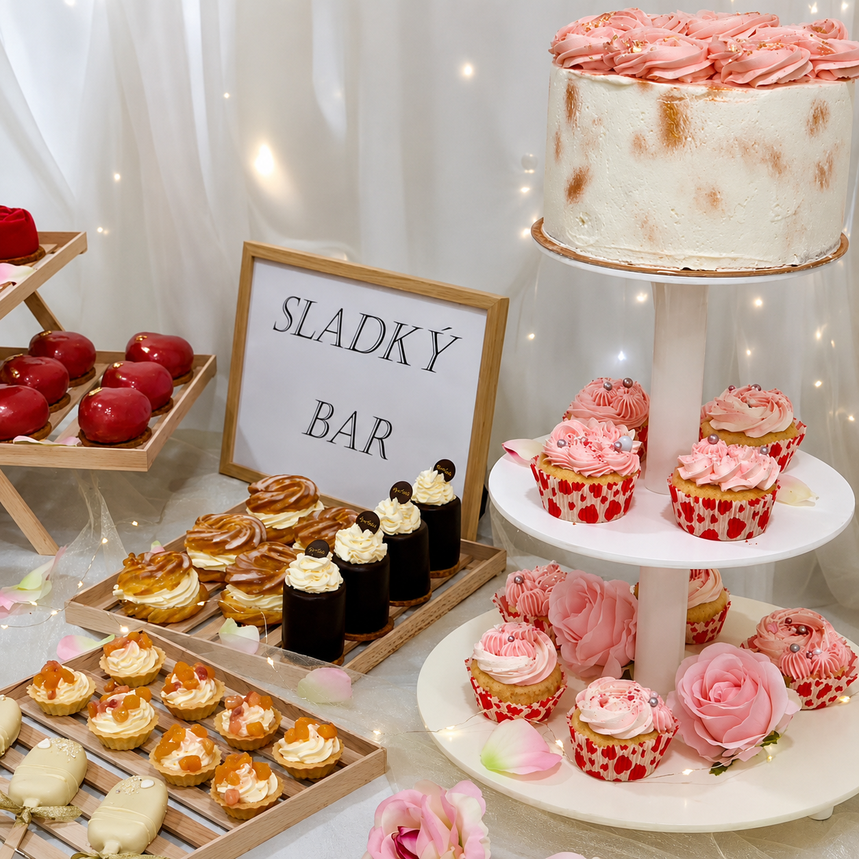 Sladký bar s mini dezerty a cupcaky